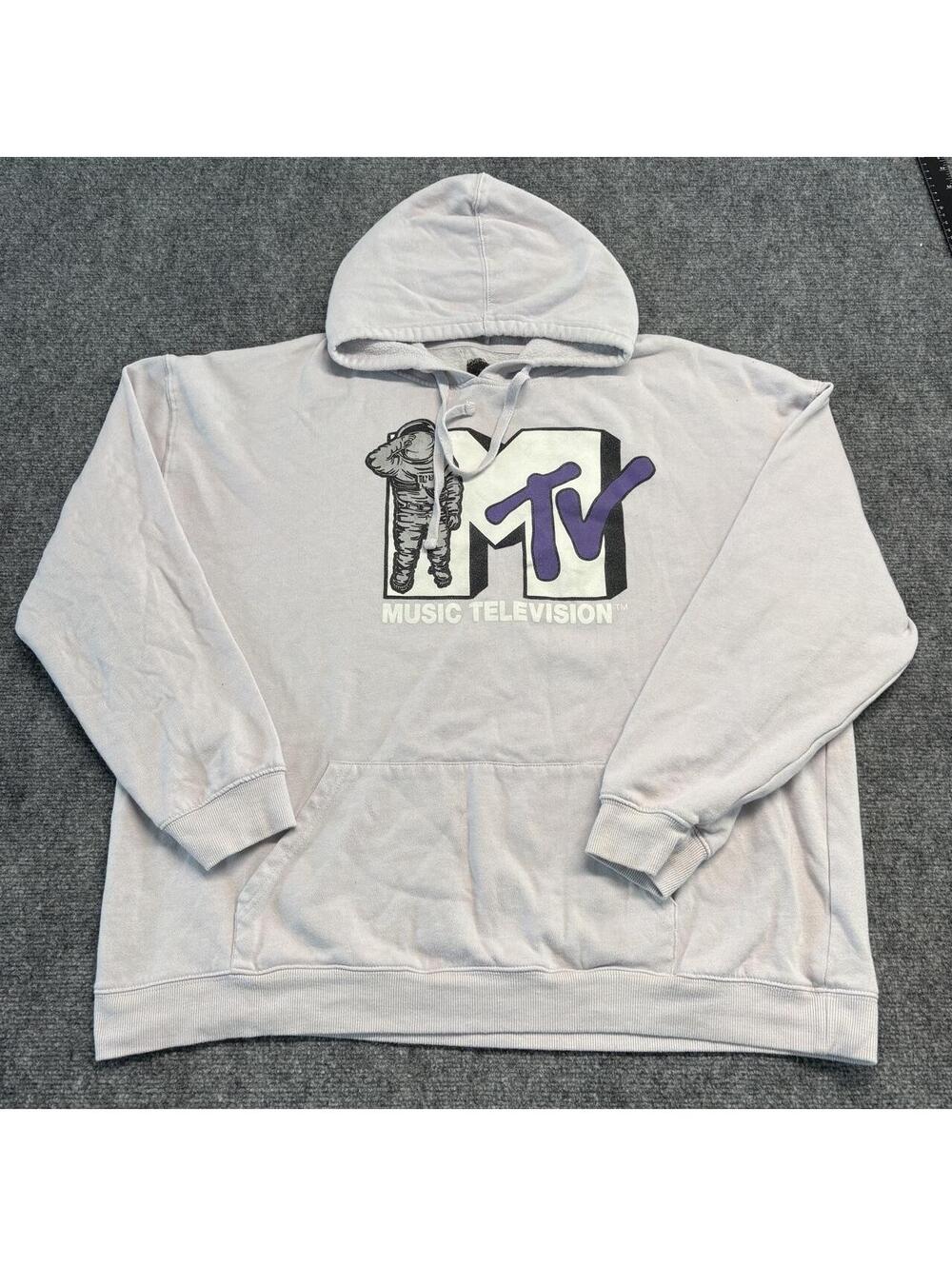 MTV Music Television Hoodie with purple and white logo astronaut graphic 2XL